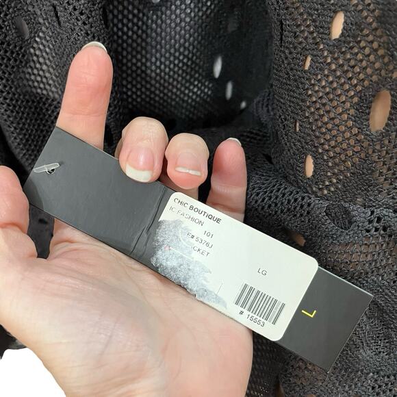 IC By Connie K Open Knit Jacket Large Mid Length Lagenlook Ruffle Bell Sleeve - Picture 5 of 8